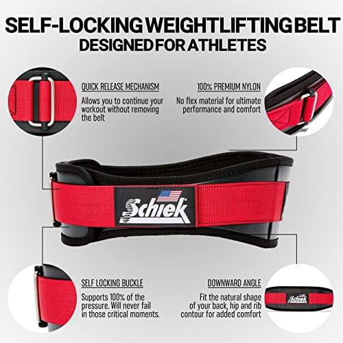 Schiek Sports 3004 חגורת הרמת משקל - חגורות כושר הרמת כוח לנשים וגברים - תמיכה בגב התחתון - חגורת הרמה