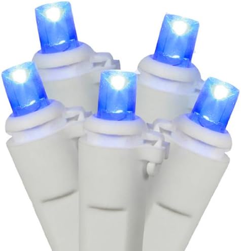סט של 100 אורות חג מולד עם זווית LED כחולה רחבה - חוט לבן