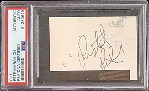 פיט מארביץ 'חתום חתום יוטה ג'אז כדורסל חתימה NBA50 HOF PISTOL PSA/DNA - כדורסל חתימה