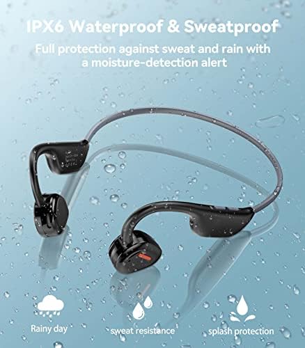 אוזניות אוזניים פתוחות, אוזניות הולכת אוויר אלחוטית של Qodisa עם מיקרופון, אוזניות ספורט Bluetooth 5.3 IPX6 מוסיקה אטומה