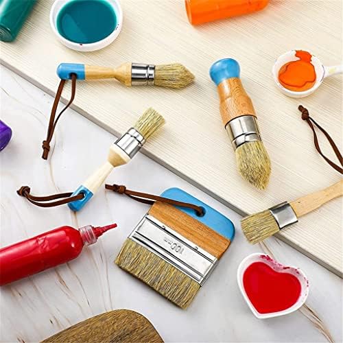 WYWWDXF 5 חלקים מברשות גיר וצבע שעווה זיפים טבעיים ידית עץ ציור DIY ומברשות שעווה למלאכת אמנות