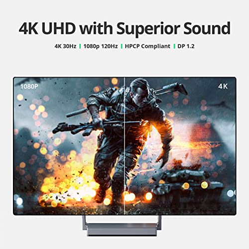 Witwot 4K DisplayPort למתאם כבל HDMI, 6ft, 2 חבילות, ניילון מצופה זהב צופה מהירות גבוהה מחשב DP-כיווני לחיית צג HDMI